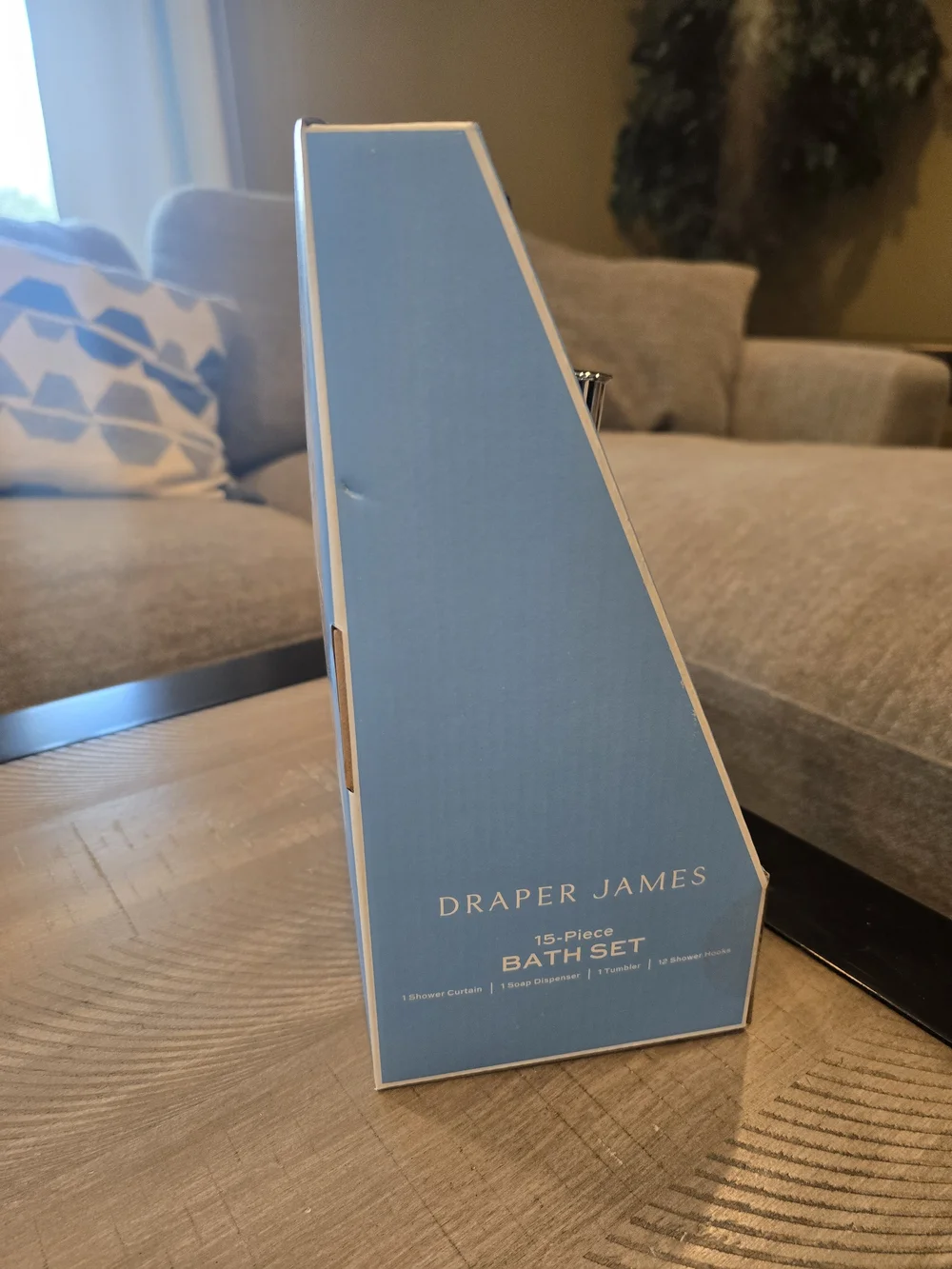 New Draper James Cream Bath Set with Soap Dispenser & Tumbler, Shoer Curtain